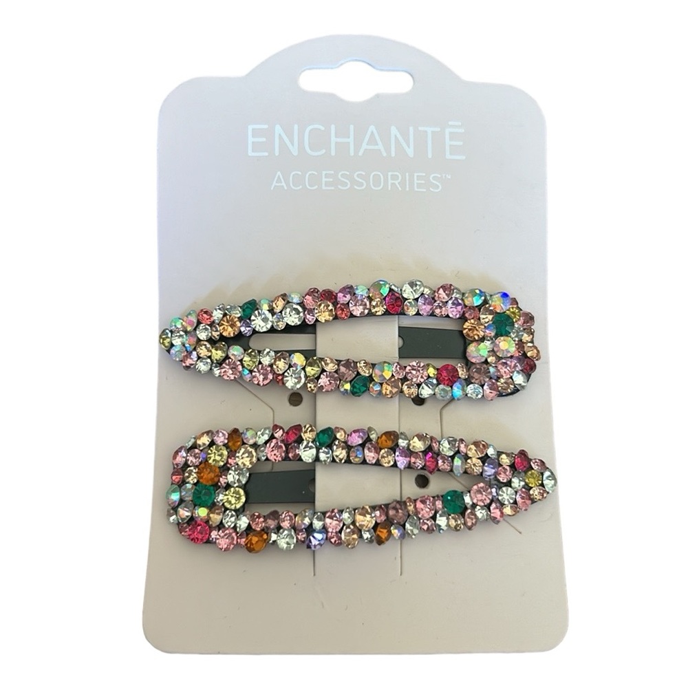 Multicolor Rhinestone Hair Barrettes - Picture 2 of 2